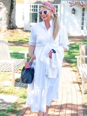 Holly Shae White Seersucker Catherine Dress M/L